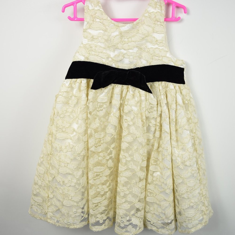 Ivory and gold lace party dress